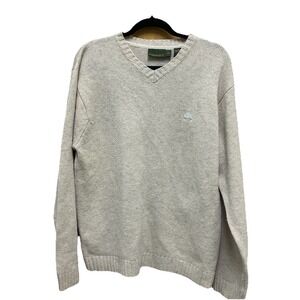 Timberland Lambswool Large Sweater Heathered Tan Logo Warm Soft Y2K Preppy